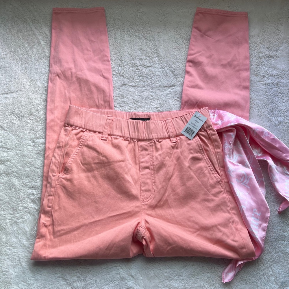 Juicy Couture Wild Peach Cali Garment Dye Pants with Scarf JC253 Pink Womens 27